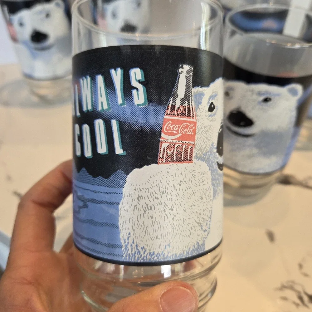 Set‎ of 6 1992 COKE Coca Cola Polar Bear Glasses 16 oz Always Cool Vintage